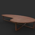 Modern Wooden Dining Table Set with Oval Shaped Top and Cross Legs for Contemporary Home