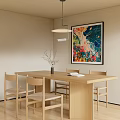 Modern Dining Table and Chair Rectangular Dining Table and Chair Four-person Dining Table and Chair Combination 3d model