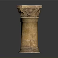 Classical Stone Column With Intricate Carved Capital And Decorative Base Structure
