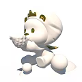 Cute White Bear Shaped Landscape Sculpture With Golden Crown And Green Eyes