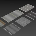 Various Road Pavement Textures With Lane Markings And Gravel Surfaces