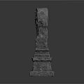 Intricate Gray Stone Sculpture With Carved Shrine Structure And Detailed Base