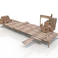 Wooden Platform Structure With Stacked Crates And Storage Design Elements 3d model