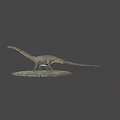 Long Necked Sauropod Dinosaur Model Standing On Grass Covered Circular Base