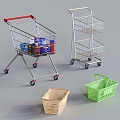 Modern Shopping Cart Supermarket Trolley Shopping Basket 3d model