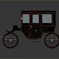 Vintage Wooden Carriage With Glass Windows And Classic Four Wheeled Design