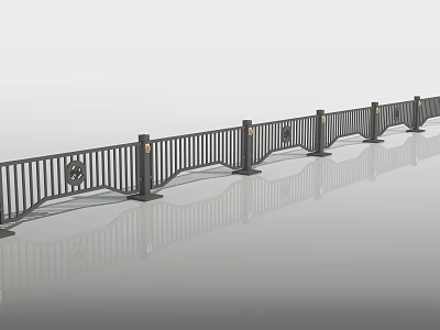 Modern Decorative Metal Fence With Ornate Railings And Support Posts For Outdoor Use 3d model