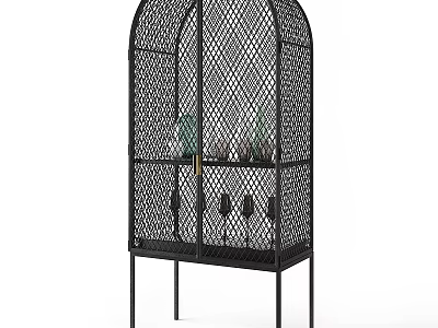 Stylish Double Sofa With Diamond Pattern Design And Glass Door Display Shelves 3d model