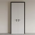 Elegant Modern Double Door With Black Frame White Panel And Black Handle 3d model