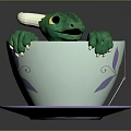 Creamy Brown Hot Cocoa With Green Dragon Decor Light Cup Purple Leaf Design Purple Coaster