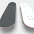 High Quality Skateboard Sports Equipment With Black White Deck And Orange Wheels 3d model