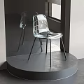 Transparent Leisure Chair With Black Metal Legs Modern Design On Gray Display Platform