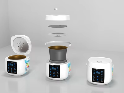 Modern Electric Rice Cookers Kitchen Appliances With Exploded View And Digital 3d model