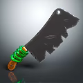 Essential Household Kitchen Knife With Black Serrated Blade And Green Wrapped Handle