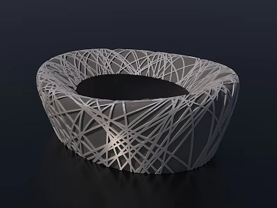 Modern Artistic Woven Structure With Intricate Gray Design On Black Background 3d model