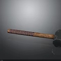 Sturdy Hammer With Leather Wrapped Wooden Handle And Polished Metal Head
