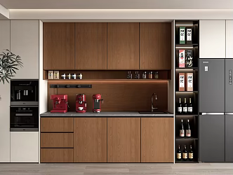 Modern Middle Ancient Sideboard Cabinet Wine Cabinet Sideboard Cabinet Coffee Machine Refrigerator Tea Cabinet 3d model
