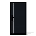 Modern Black Security Door with White Lines Door Handle and Peephole Design