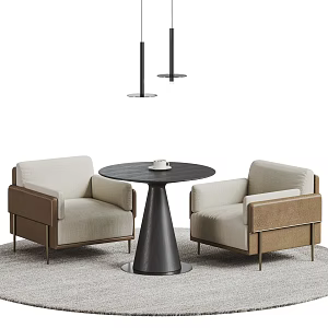 MINOTTI Modern Leisure Table and Chair Negotiation Table and Chair Coffee Table and Chair Negotiation Table Leather Leisure Chair Solid Wood Negotiation Table 3d model