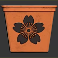 Orange Rectangular Storage Box With Decorative Flower Pattern For Household Organizing 3d model