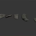 Five Irregular Natural Stones With Metallic Luster Surface On Dark Gradient Background