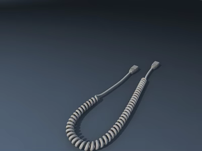 Essential Durable White Coiled Telephone Handset Cord For Household Appliances 3d model