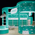 Turquoise Commercial Exhibition Booth Equipment With Shelves Round Display Stand And Cabinets For Retail