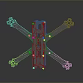 Gray Cross Shaped Metal Frame With Four Arms Holes And Mounting Joints