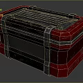 Futuristic Red And Black Tech Storage Container With Metallic Frame And Glowing Indicators