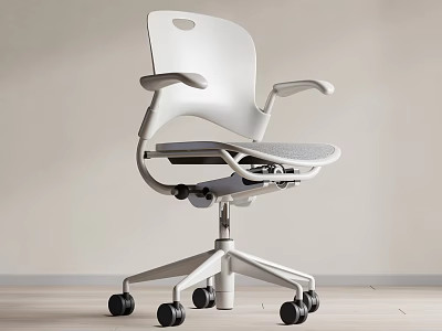 Modern White Ergonomic Office Chair With Adjustable Mesh Seat Armrests And Wheels 3d model