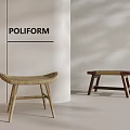 Modern Minimalist Stools With Wooden Frames And Woven Seats In Poliform Interior