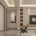 Modern Living and Dining Room Interior With Sofa Artwork Sculpture And Rug