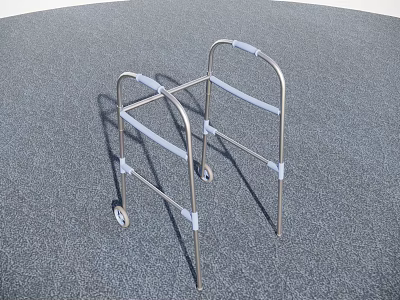 Medical Mobility Walker Metal Frame With Wheels For Patient Support And Stability 3d model