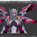 Fantasy Game and Movie Character with Pink Red Wings Blonde Hair and Ornate Outfit
