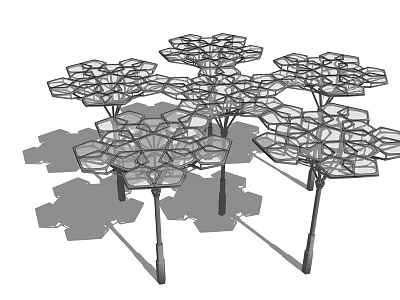 Modern Floral Shaped Pergola With Geometric Metal Frame For Outdoor Areas 3d model