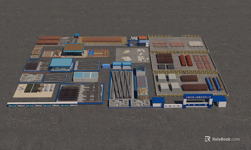 Assorted Building Components With Diverse Materials In Organized Warehouse 3d model