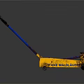 Yellow Hydraulic Jack With Blue Handle Wheels And PONE WALDHAUER Label