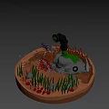 3D Rendered Underwater Scene With Coral Seaweed Rocks Fishing Net And Diving Gear