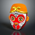 Traditional Monkey King Mask With Red Gold Decorative Facial Features And White Patterns