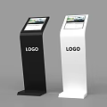 Floor Standing Black And White Interactive Touch Screen Kiosks With Logo 3d model
