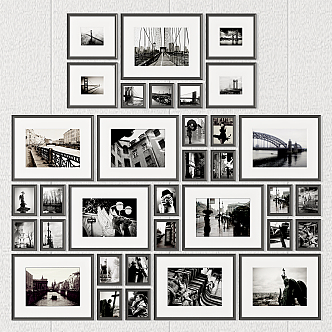 Modern photo wall black and white old photo decorative painting 3d model