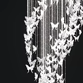 White Butterfly Shaped Decorative Chandelier With Hanging Design And Ornate Details