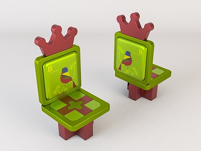 Modern children's chair wooden children'stool 3d model