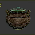 Traditional Terracotta Clay Pot With Lid Two Handles And Geometric Patterns