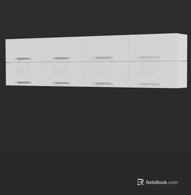 Modern White Storage Cabinet With Sleek Design And Multiple Doors For Home Storage 3d model 