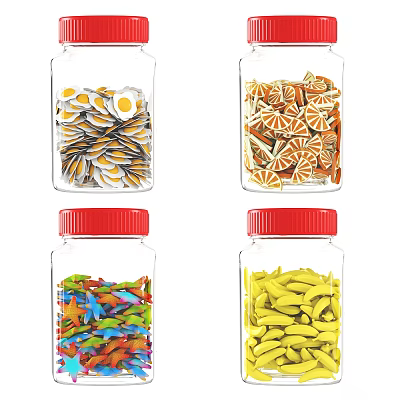 Assorted Edibles In Glass Jars With Various Lids 3d model Assorted Edibles In Glass Jars With Various Lids 3d model