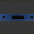 Blue Modern Bus With Black Roof Multiple Doors On Smooth Surface Reflection