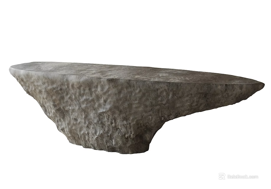 Natural Stone Reception Desk With Rough Textured Surface And Sturdy Structure For Office Lobby 3d model 