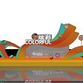 Colorful Photo Check-in Spot with Curved Structures Decorative Balls and Signs for Vibrant Festival Experience