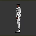Stylish Man Wearing White Jacket Black Inner Shirt White Pants With Chain Details White Shoes